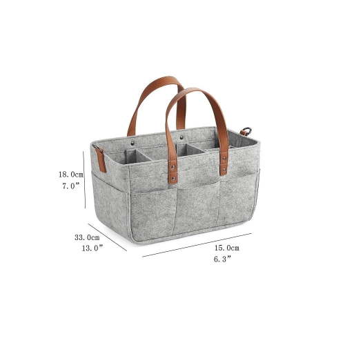"Portable Baby Diaper Caddy Organizer with Bag Insert for Travel, Nursery Storage, Car and Changing Table, 13""x6.3""x7"