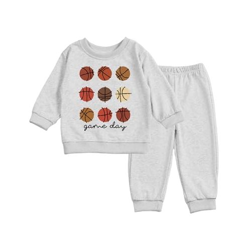 Toddler Baby Basketball Long Sleeve Sweatshirt Top Jogger Pants Set Cute Fall Winter Clothes Set