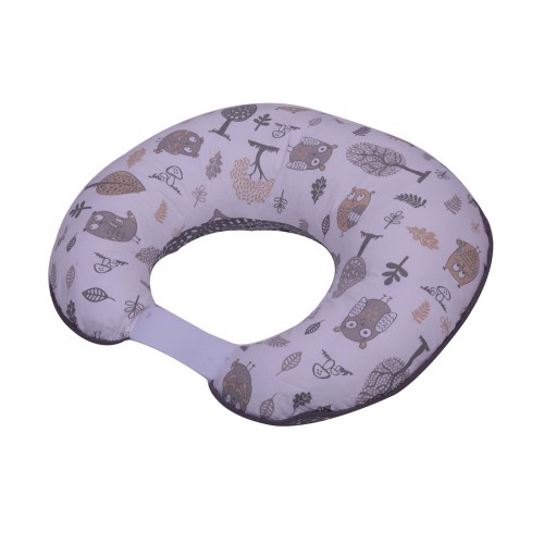 Bacati - Owls Grey/Beige Neutral Cotton Nursing Pillow Cover
