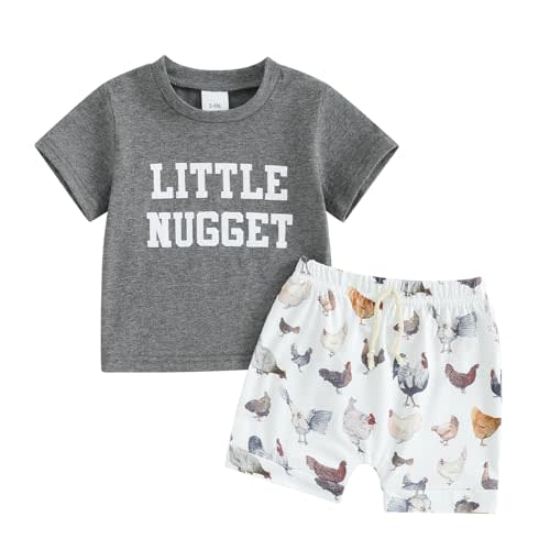 Toddler Baby Boy Farm Clothes Western Farm Chicken Animals/Tractor Shirt+Short Pant Summer Short Outfit Country Stuff