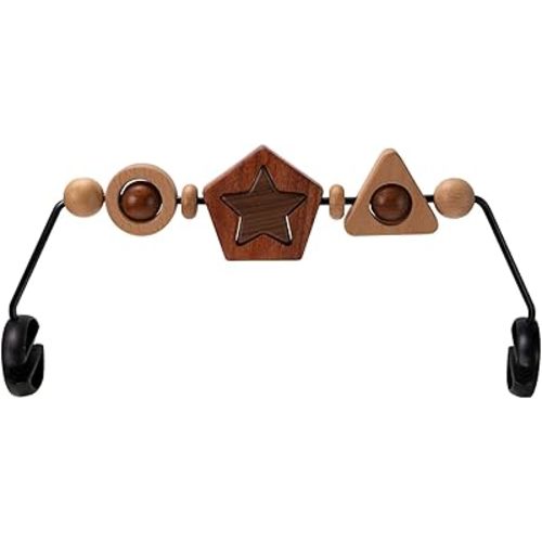 Baby Bouncer Toy Bar Wooden Compatible with Baby Bjorn Bouncer, Bouncer Toy Attachment Tight and Secure Fit, So Fun to Watch, Touch and Spin for Babies All Ages - Geometric Shapes