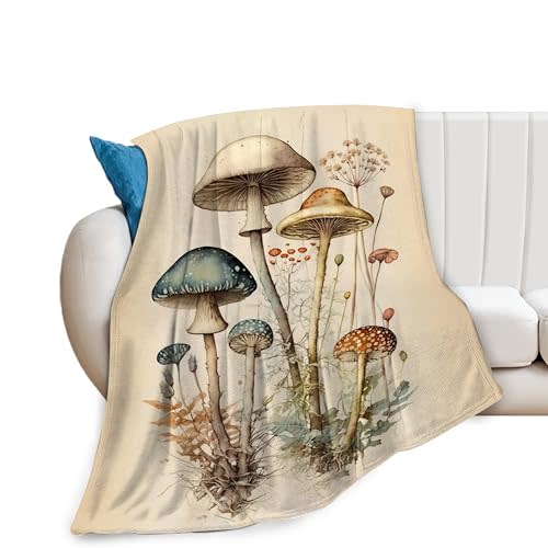 Mushroom Blanket Mushrooms Throw Blankets Plush Cozy Flannel Fleece Ultra Soft Fuzzy Party Blanket Gifts for Girls Women Kids Adult 50"X40"