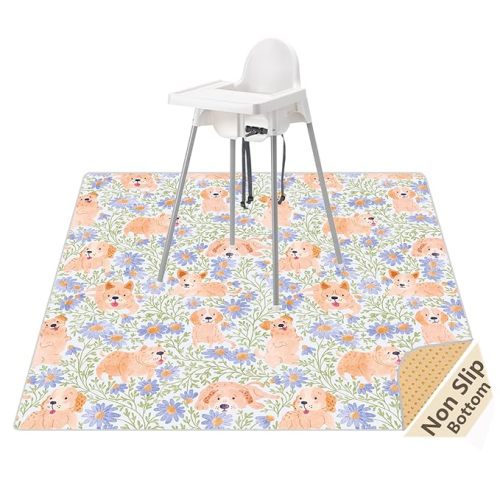 Splat Mat for Under High Chair/Arts/Crafts, Waterproof and Anti-Slip Splash Mat Floor Protector, Washable Highchair Floor Mat, 51 Inch Reusable Messy Mat and Baby Feeding Table Cloth