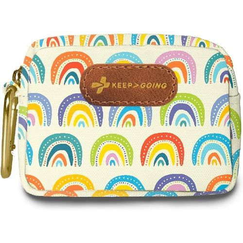 KeepGoing Small Travel First Aid Kit Kids – 60 Pc. Mini First Aid Kit for Purse, Diaper Bag, & Backpack - Sunny Rainbow
