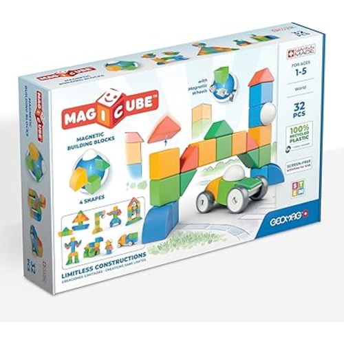 Geomag Magicube Magnetic Blocks for Toddlers Ages 1–5 | Swiss-Made STEM Building Toy Sets | Multiple (MAGICUBE_32PCS)