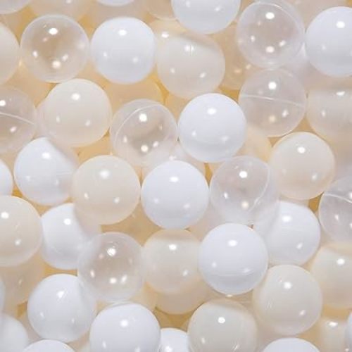 GOGOSO Balls for Ball Pit - Plastic Ball for Toddlers 1-3, Baby Kids Ball Pool Decoration 50 100 200 300 500 1000 (A White+Beige+Clear, 500 Balls)