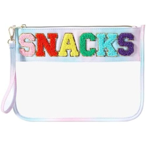 Snack Bags Pouch Travel Makeup Bag Chenille Letter Patch - Waterproof Nylon Clear Cosmetic Bag/Tote Bag/Makeup Travel Bag/for Women Girls