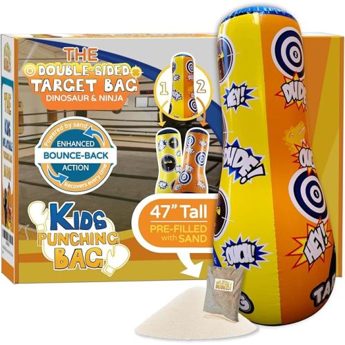 INFLATABLE DUDES Target Bags -Kids Punching Bag | Already Filled with Sand| Bop Bag | Premium Inflatable Toy | Punching Bag for Kids | Enhanced Bounce-Back Action! | Indoor Outdoor -Party Games