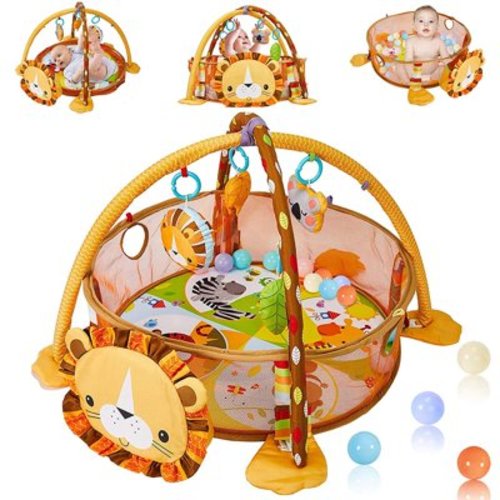 Babyeap 3-in-1 Baby Gym and Play Mat, Baby Activity with Ocean Ball Sensory Toys, 0-36 Months