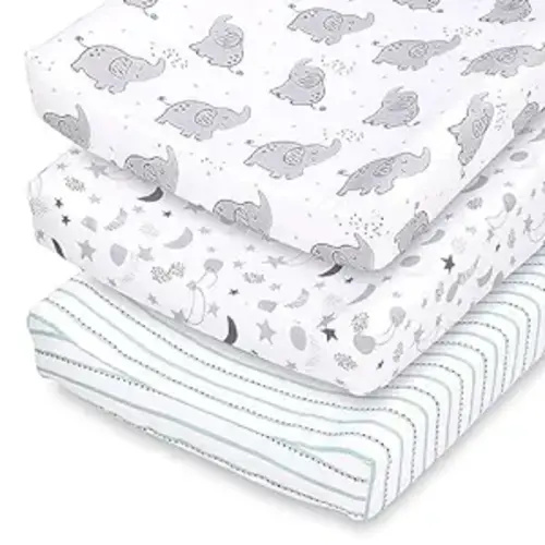 The Peanutshell Changing Pad Covers for Girls or Boys, Unisex 3 Pack, Celestial Elephant