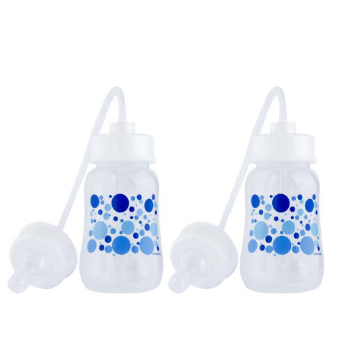 Podee Hands-Free Baby Bottle System, Anti-Colic, Self Feeding, 4 oz, 2 Pack, Blue, Suitable for Newborn