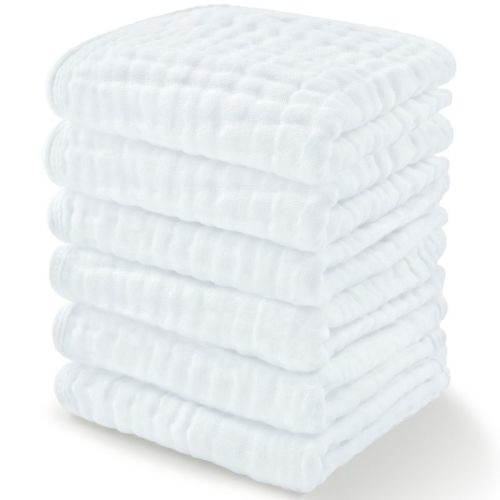 Baby Washcloths Muslin Cotton, Large 10”x10” By Comfy Cubs (sand, Pack Of 10)