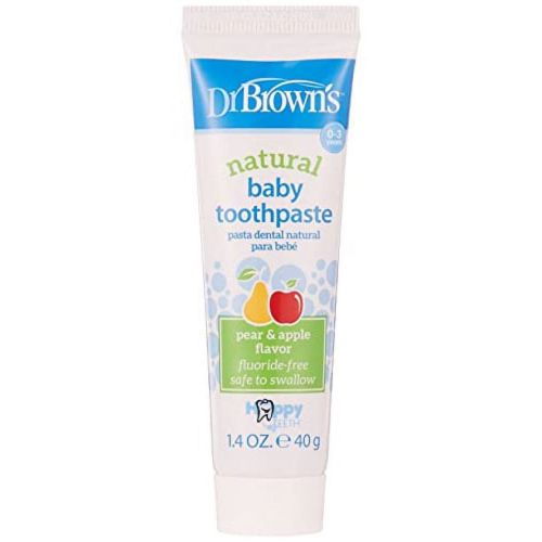 Dr. Brown's Baby Toothpaste, Apple Pear Flavor Toddlers and Kids Love, Fluoride Free, Made in the USA, 0-3 Years, 1.4oz
