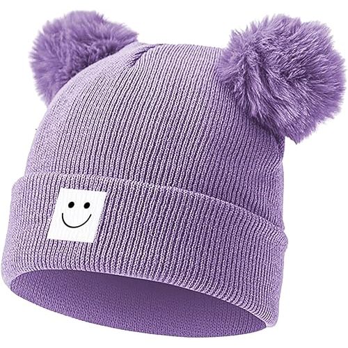Baby Beanie Hat Toddler Infant Winter Knitted Hat Kids Soft Warm Pom Pom Beanie Cap for Boys Girls