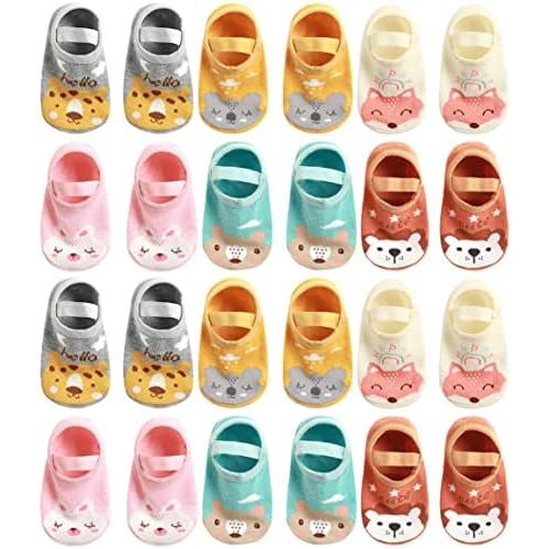 QandSweet Baby Toddler Non-skid Socks Little Girls Cute Cartoon Floor Socks 8-36M