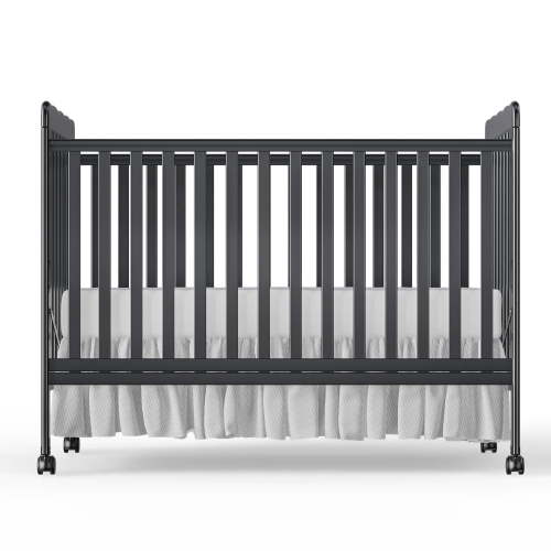 Baby Convertible Crib 3 In 1, Converts from Baby Crib to Toddler Bed, New Zealand Pinewood Baby Bed with Locking Wheels and Teething Rail, Crib with 4 Height Adjustment and Non Toxic Finish, Black