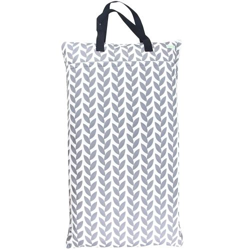 wegreeco Reusable Hanging Wet Dry Cloth Diaper Bag (Grey Leaf)