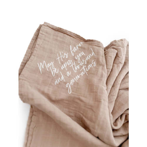 May His Favor Embroidered Swaddle Blanket