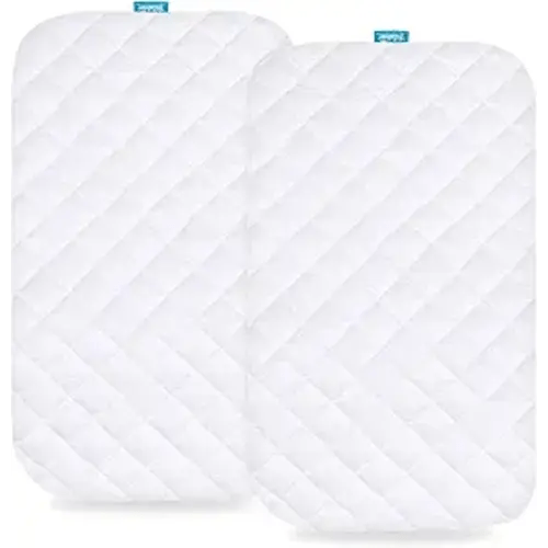 Waterproof Bassinet Mattress Pad Cover Compatible with Baby Delight Beside Me Dreamer Bassinet, 2 Pack, Ultra Soft Viscose Made from Bamboo Terry Surface, Breathable and Easy Care