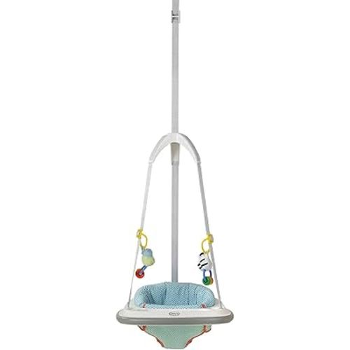 Graco Bumper Doorway Jumper for Baby, Bounce Seat with Machine Washable Pad, Adjustable Height Baby Jumper, Play Tray for Toys, Caravan