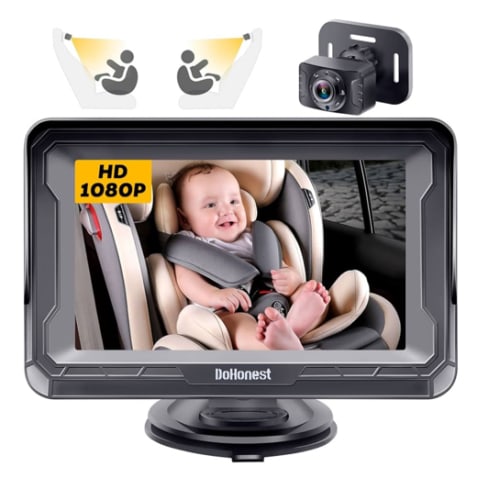 DoHonest Baby Car Camera HD 1080P - Rear-Facing Car Baby Monitor with Night Vision, Adjustable View Angle, Easy Setup, Anti-Glare Display, Safety for Kids & Infants