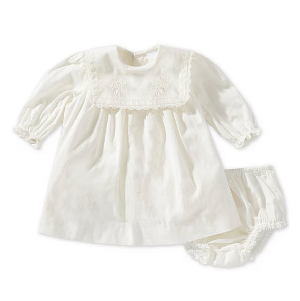 Edgehill Collection x Megan Karp Baby Girls Quinn Embroidered Detail Sailor Long Sleeve Dress