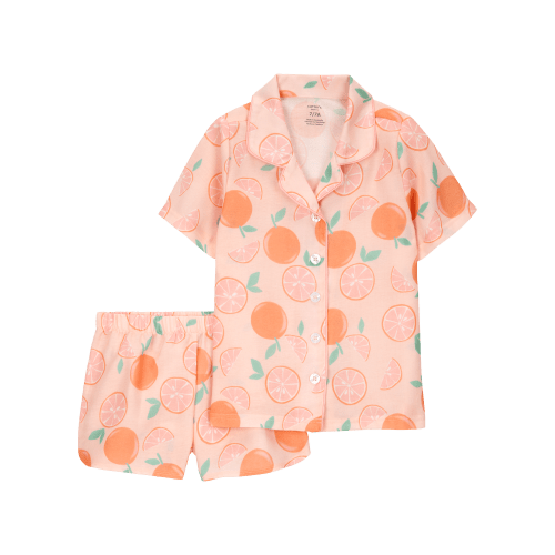 Girls Orange Print Loose Fit 2-Piece Pajamas - Orange - Carter's | Carter's