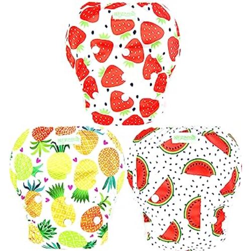 wegreeco Baby & Toddler Snap One Size Adjustable Reusable Baby Swim Diaper (Fruits, Large, 3 Pack)