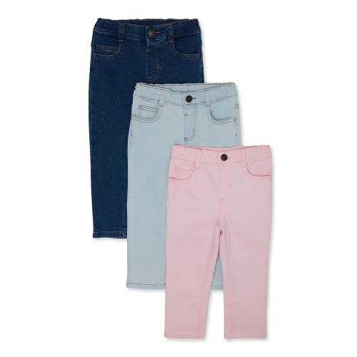 Garanimals Toddler Girl Denim and Twill Pant Multipack, 3-Pack, Sizes 12M-5T