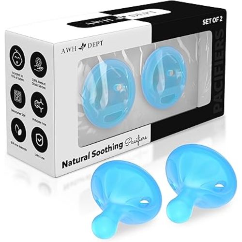Comfortable Pacifiers 6-18 Months and Pacifiers 0-3 Months - Baby Boy Essentials Pacii - Natural Breastfeeding Essentials (2 Pack) (Blue)