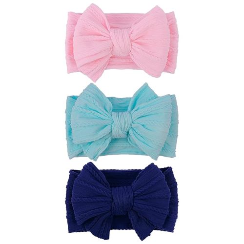 LemonSpace Handmade Baby Girls Headbands Soft Stretchy Nylon Hair Bands Hair Accessories with Bows for Newborn Baby Girls Infant Toddlers Kids
