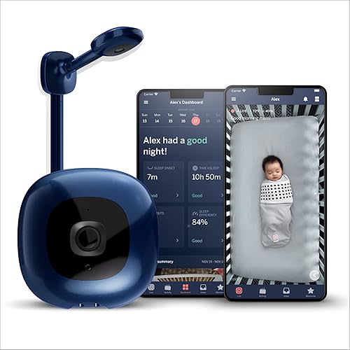 Nanit Pro Smart Baby Monitor & Wall Mount - 1080p Secure Wi-Fi Video Camera, Sensor-Free Sleep & Breathing Motion Tracker, 2-Way Audio, Sound & Motion Alerts, Night Vision, and Breathing Band - Blue