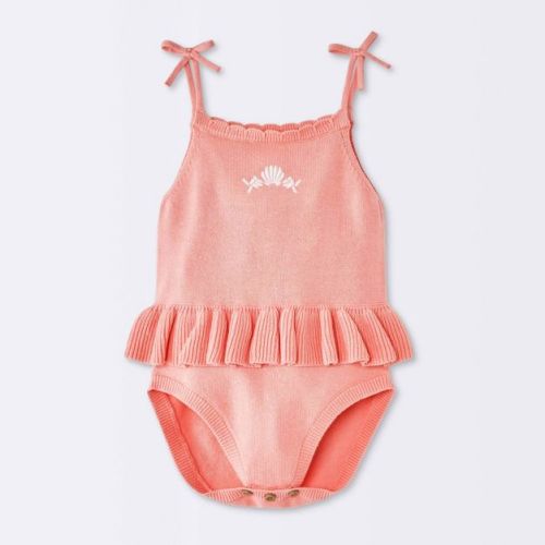 Baby Girls' Peplum Sweater Romper - Cloud Island™ Pink 24M