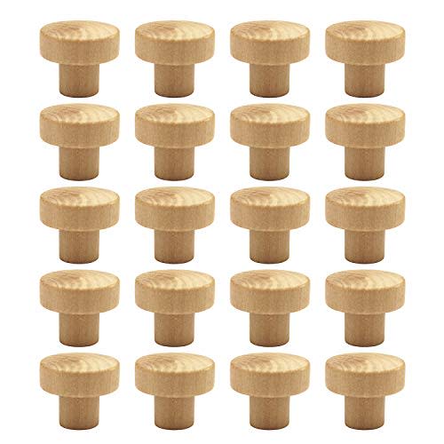 WEICHUAN 20PCS Round Unfinished Wood Cabinet Furniture Drawer Knobs Pulls Handles (Diameter: 3.6cm Height: 3cm)