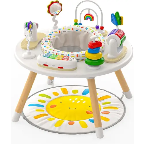 Move2Play 4-in-1 Baby Activity Center | Montessori-Inspired Design | 8 Interactive Toys | Tummy Time, Exersaucer & Toddler Table | Shower Gift | Essential | Must Have for 3, 6, 12 Month Old (Sun)