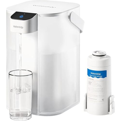 Waterdrop Electric Water Filter Pitcher, Reduce 99.6% of Lead and 45+ Impurities, 200-Gallon Rechargeable Water Dispenser, Instant 15-Cup Countertop System, NSF/ANSI 401&53&42&372, NOT Reduce TDS