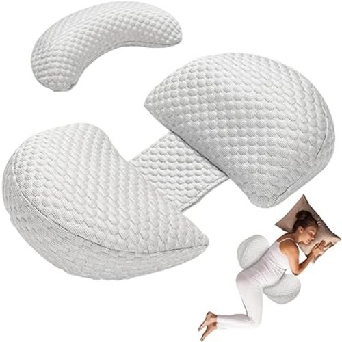 Pregnancy Pillow for Pregnant Women, Maternity Pillow with Detachable and Adjustable Pillow Cover, Pregnancy Body Pillow Support Back, Legs, Belly, HIPS Grey