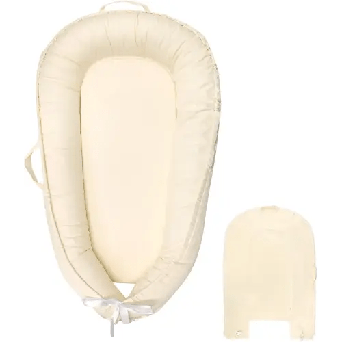 Hooyax Baby Lounger Cover Only, 100% Cotton Newborn Nest Cover, Soft Portable Baby Nest Replacement Cover for Boys Girls, Breathable Infant Lounger Covers, Baby Essential (Beige)