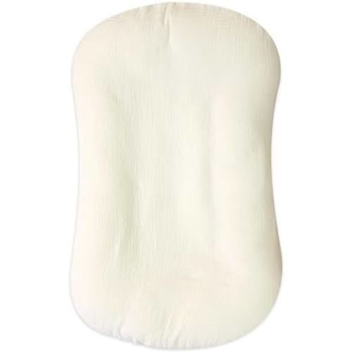 Hooyax Muslin Baby Lounger Cover, Baby Padded Lounger Cover, Infant Floor Seat Cover, Organic Cotton Removable Slipcover Fits Newborn Lounger for Boys and Girls (Yellow)