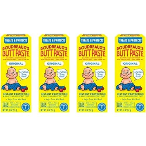 Boudreaux's Butt Paste Diaper Rash Ointment, Zinc Oxide, 2-Ounce Box (Pack of 4)