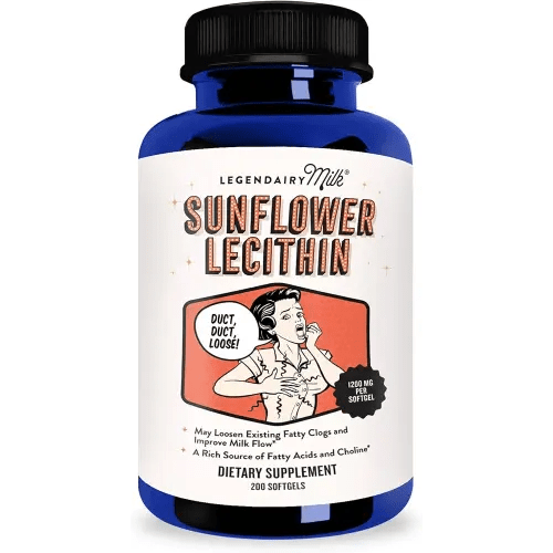 Legendairy Milk Sunflower Lecithin 1200mg, Lactation Support, Sunflower Lecithin Supplement for Clogged Milk Ducts, Made in USA, 200 Softgels