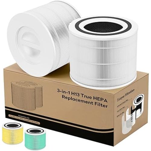 Core 300 Replacement Filter for LEVOIT Core 300/Core 300S/Core300-P Air Purifier, 3-in-1 Filter with H13 True HEPA and Activated Carbon Filter, Part No. Core 300-RF (2 Pack White)