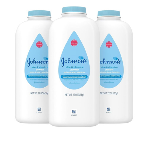 Johnson's Baby Powder with Naturally Derived Cornstarch, Aloe & Vitamin E for Delicate Skin, Hypoallergenic, Free of Parabens, Phthalates & Dyes for Gentle Baby Skin Care, 22 oz, 3 Pack