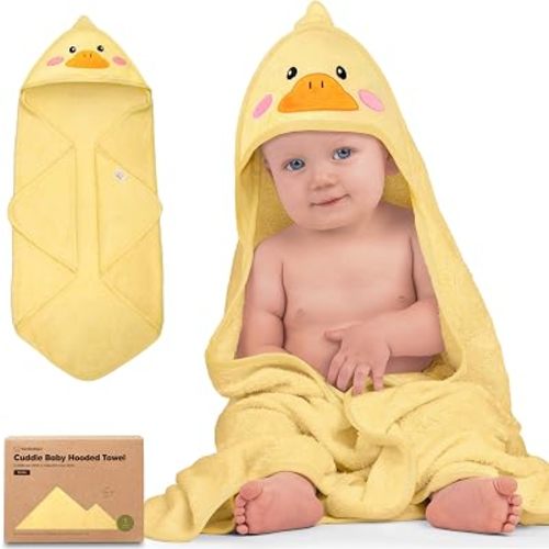 KeaBabies Hooded Baby Towel for Newborn, Baby Bath Towels (Duck, 30x30)