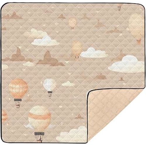 Kigai Cartoon Hot Air Balloon Baby Play Mat for Floor and Playpen 50x50 inch Non-Slip Baby Activity Playmat Waterproof Foldable Crawling Mat for Infants Toddlers