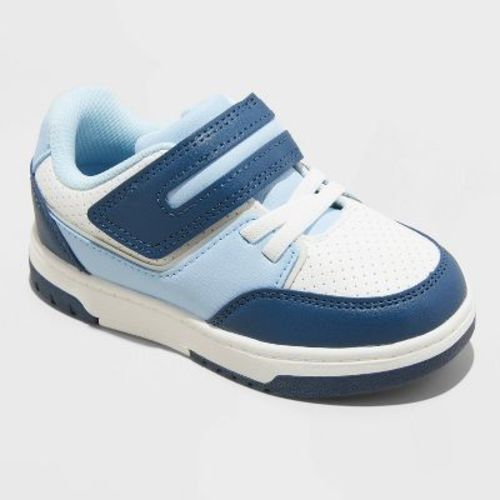 Toddler Hudson Skate Sneakers - Cat & Jack™ Blue 12T: Faux Leather, Hook and Loop Closure, Non Marking Sole