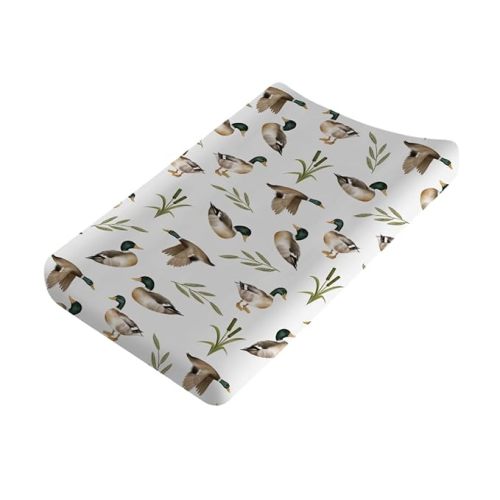 Vintage Mallard Duck Leaves Changing Pad Covers Duck Hunting Reeds Diaper Changing Pad Covers Sheets for Girl Boy Wild Duck Soft Breathable Stretch Fitted Change Table Pad Mats Covers 32''x16'' - one size