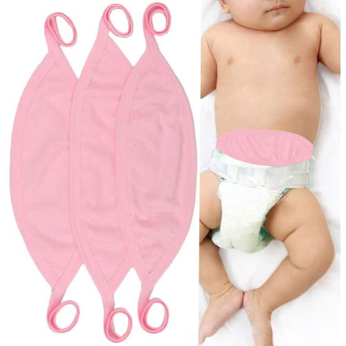 ToBeInStyle Newborn Babies' 3 Pack Ultra-Soft Cotton Baby Umbilical Belly Binder - Pink