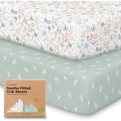 KeaBabies 2-Pack Organic Crib Sheets for Boys, Girls - 52x28 Fitted Crib Mattress Sheet Neutral, Breathable Jersey Cotton Cover for Baby Bed, Toddler Mattress, Soft & Cute Prints (Prairie)