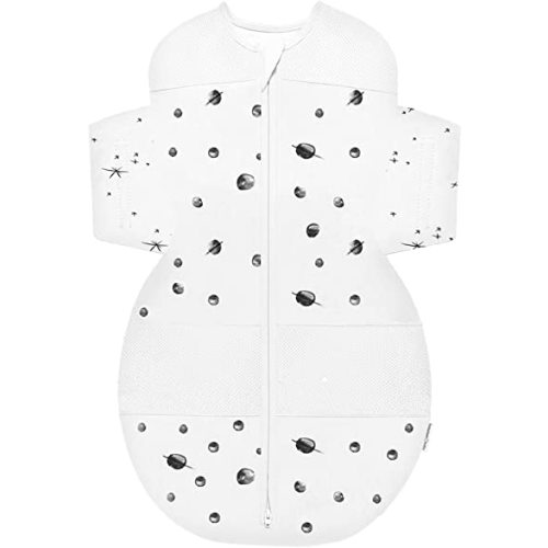 Happiest Baby SNOO Sleep Sack - 100% Organic Cotton Baby Swaddle Blanket - Doctor Designed Promotes Healthy Hip Development (Ivory Planets, Small)